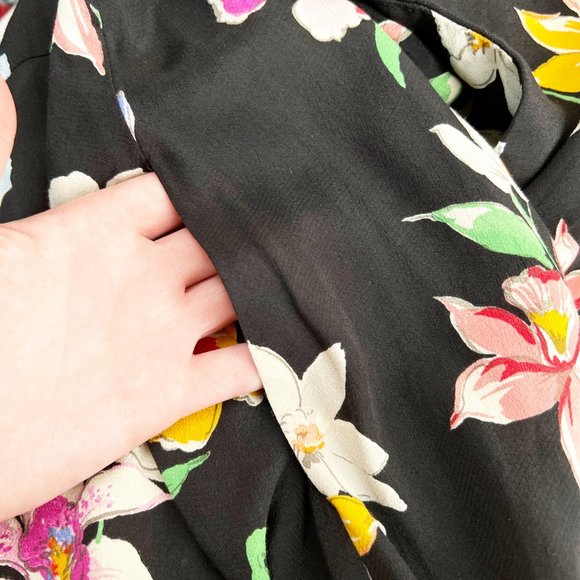 Zara Floral Maxi Dress Plunge Front V-Neck Pleated Pockets Wedding Guest Travel - Picture 11 of 13